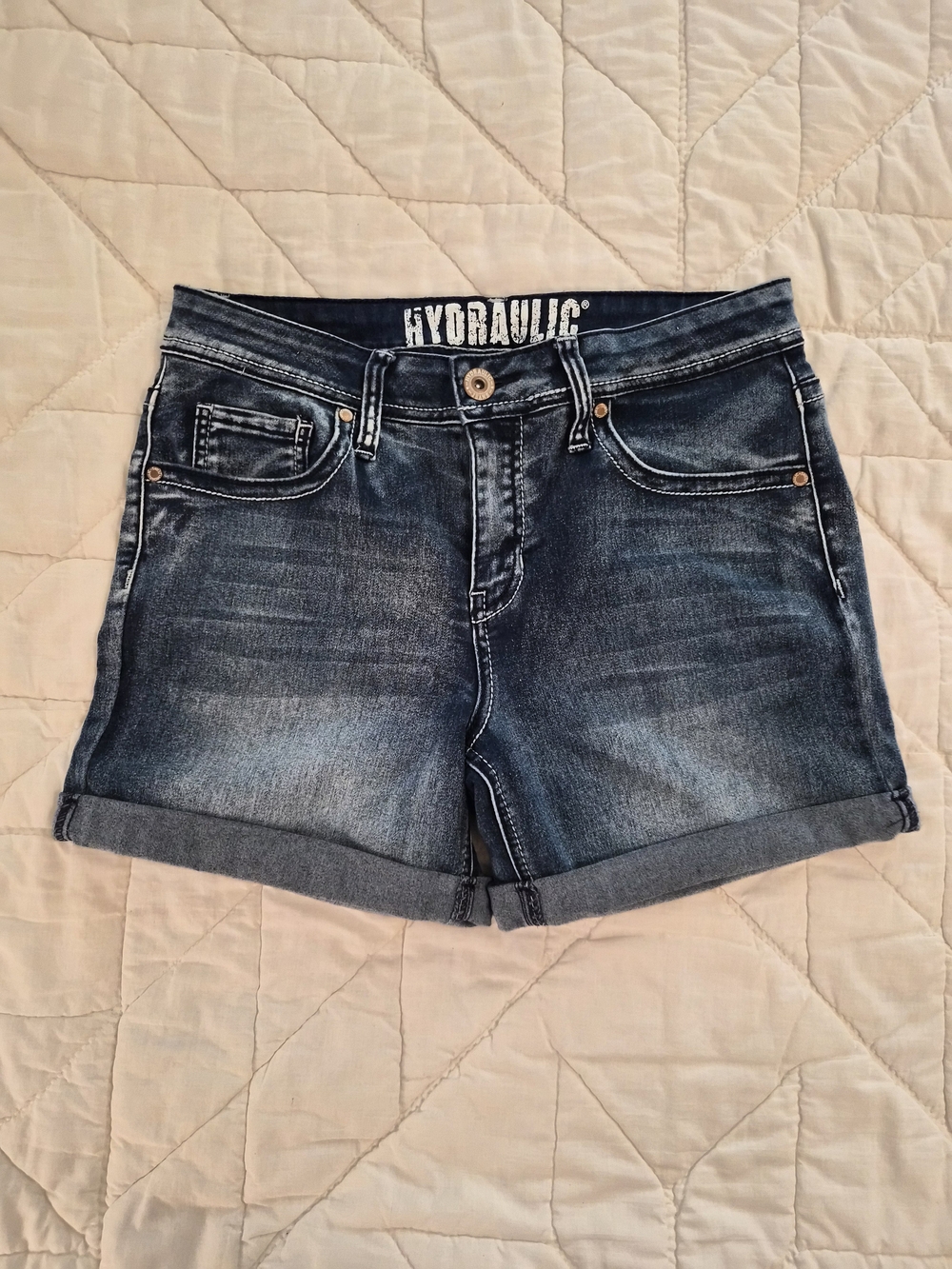 Hydraulic Mid Rise Embroidered/Sequined Shorts- Size 12